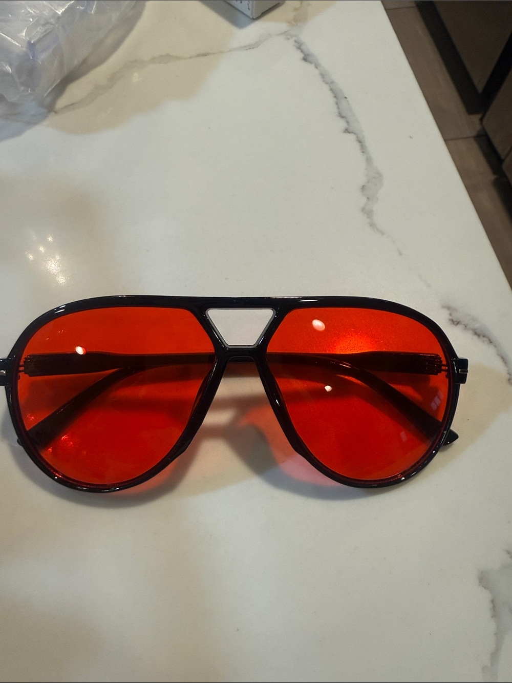 Trending  Black Frame Sunglasses with Red Lenses